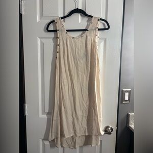 Astr Cream Sleeveless Mini Dress with Stud Accents